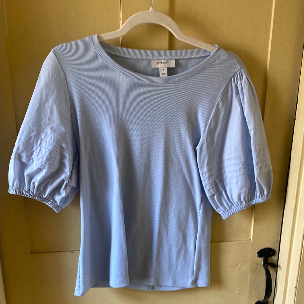 Women's Blue Puff Sleeve Top